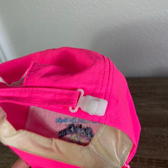 Vintage 90s Nissin Neon Pink Shrine Circus Snapback Hat Rope Foam Trucker - Picture 7 of 16